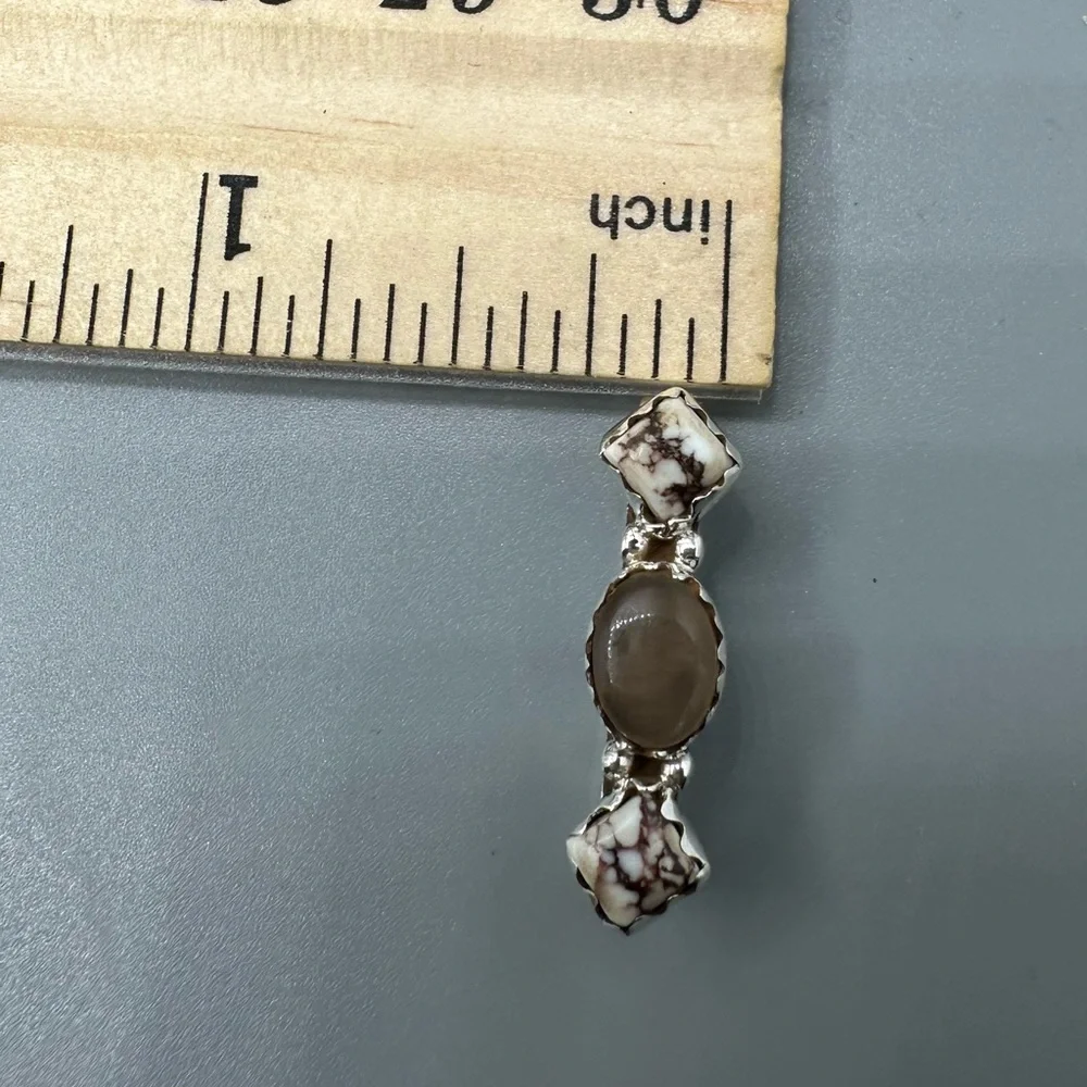 ⌚Chocolate Moonstone & Wild Horse Sterling Silver 925 Watch Band Charm iWatch